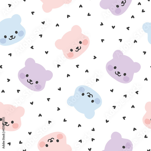 Seamless pattern with colorful teddy bear heads