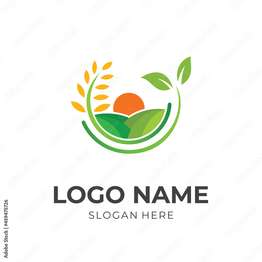 modern farm logo design template concept vector with flat colorful style modern farm logo design template concept vector with flat colorful style