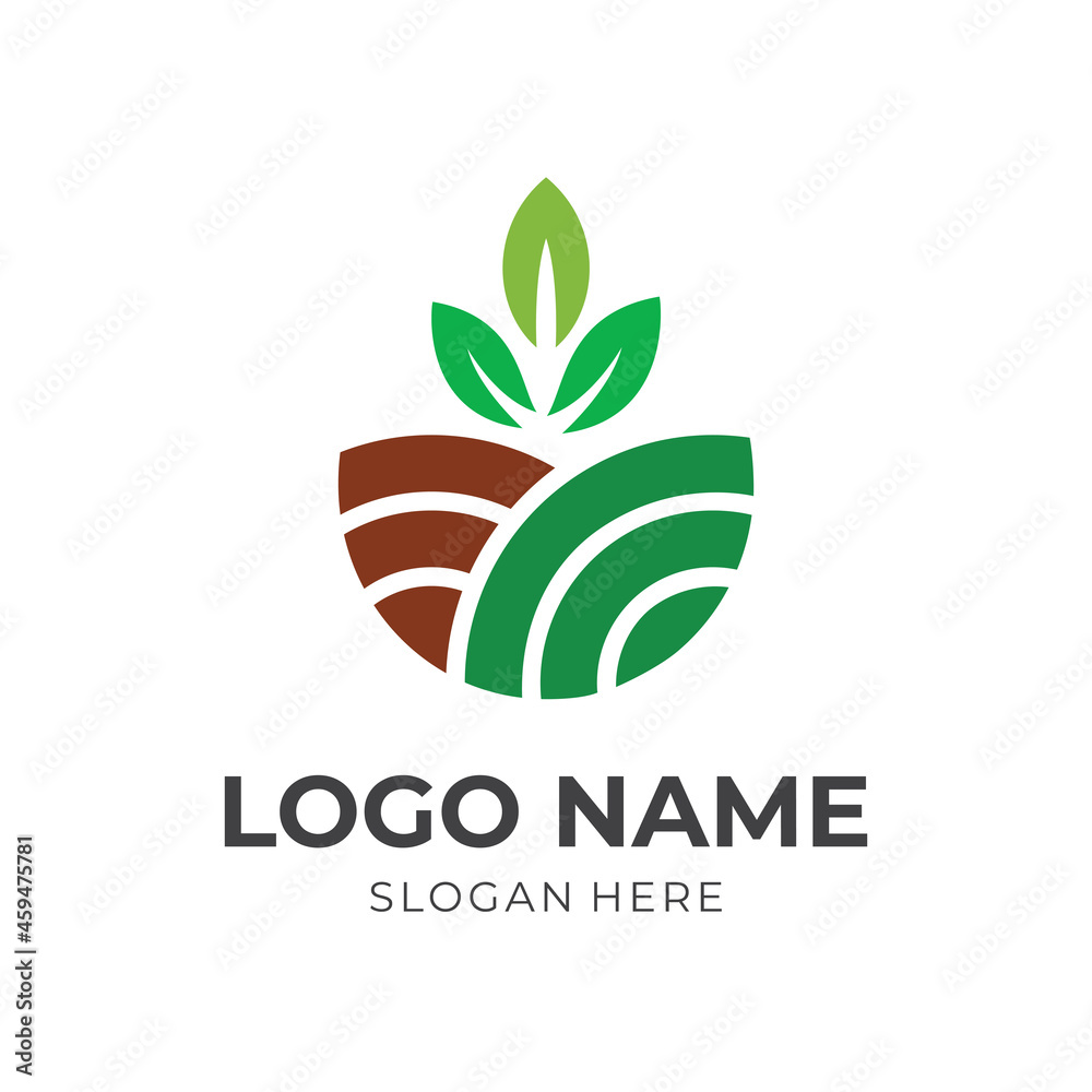 simple farm logo design template concept vector with flat color style