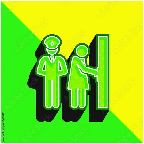 Bodyguard Green and yellow modern 3d vector icon logo