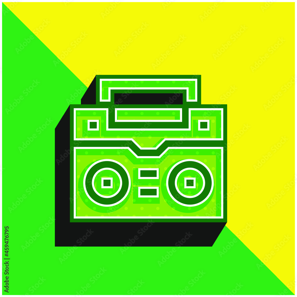 Boombox Green and yellow modern 3d vector icon logo Boombox Green and yellow modern 3d vector icon logo