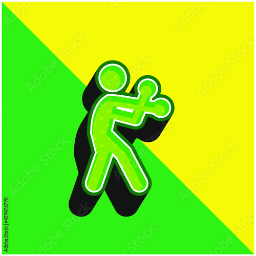 Boxing Silhouette Green and yellow modern 3d vector icon logo