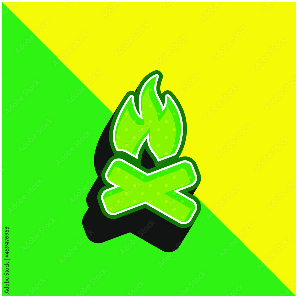 Bonfire Green and yellow modern 3d vector icon logo Bonfire Green and yellow modern 3d vector icon logo