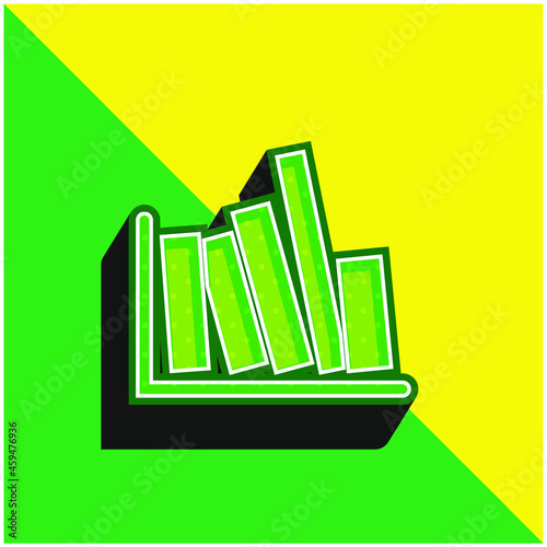 Books Side View Green and yellow modern 3d vector icon logo