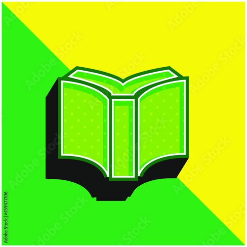 Book Of Black Cover Opened Back View Green and yellow modern 3d vector icon logo