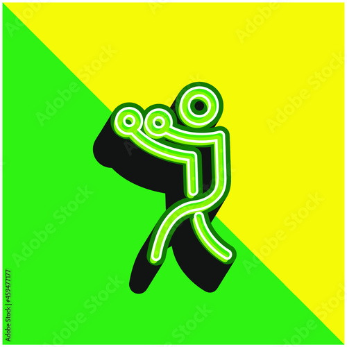 Boxing Stick Man Green and yellow modern 3d vector icon logo