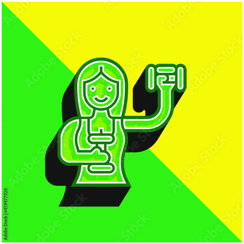 Aerobics Green and yellow modern 3d vector icon logo