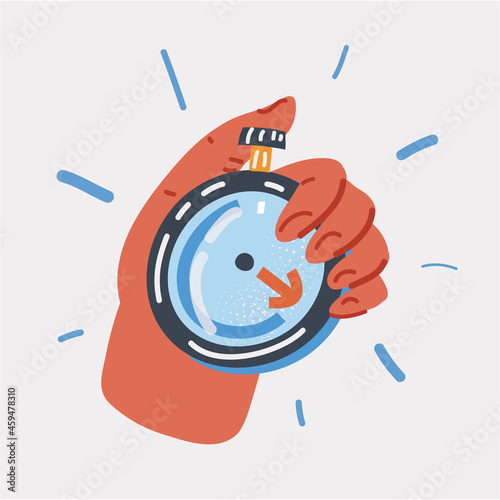 Vector illustration of stopwatch in human hand isolated