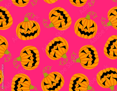 Abstract Hand Drawing Cute Halloween Pumpkins Seamless Pattern Isolated Background