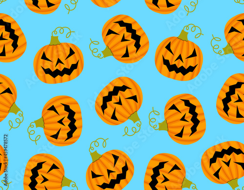 Abstract Hand Drawing Cute Halloween Pumpkins Seamless Pattern Isolated Background
