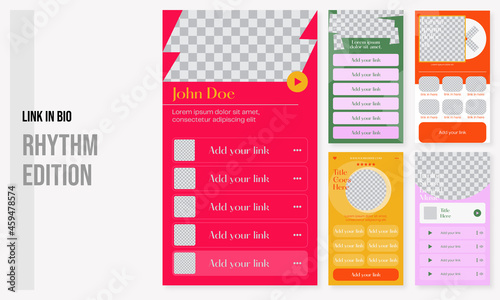 Set of editable social media instagram link in bio music band design, bio link vector template ai & eps 10