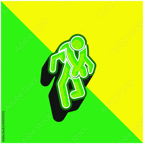 Adventure Sport Silhouettes Green and yellow modern 3d vector icon logo