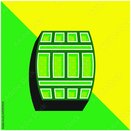 Barrel Green and yellow modern 3d vector icon logo