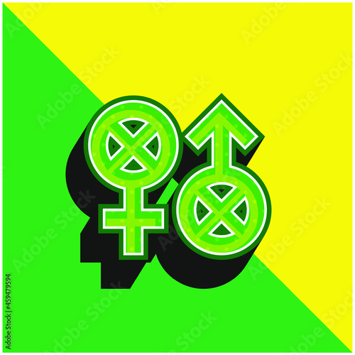 Biphobia Green and yellow modern 3d vector icon logo