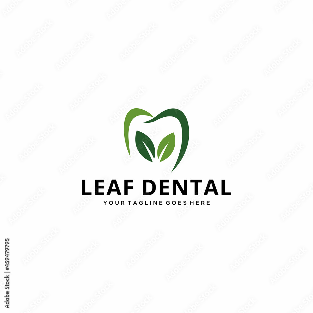 Creative modern Health Logo design vector template Dental clinic with leaves Logotype 
