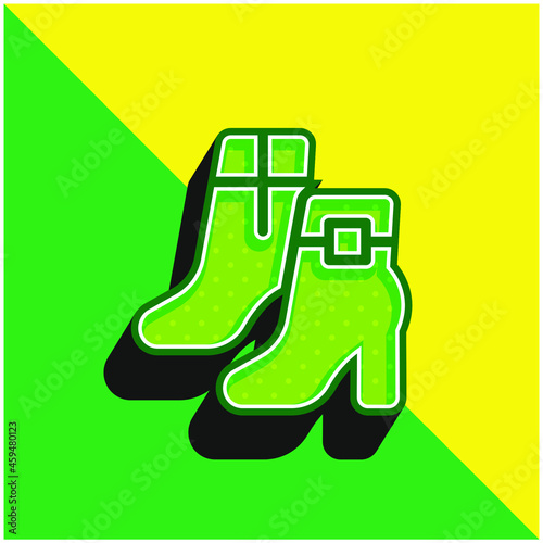 Boots Green and yellow modern 3d vector icon logo