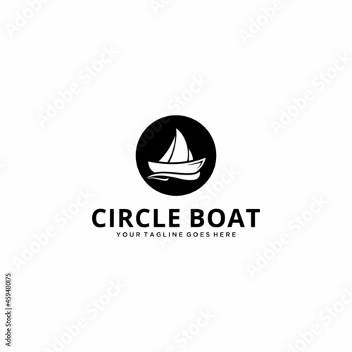 Simple modern Sailboat dhow ship line art illustration logo design