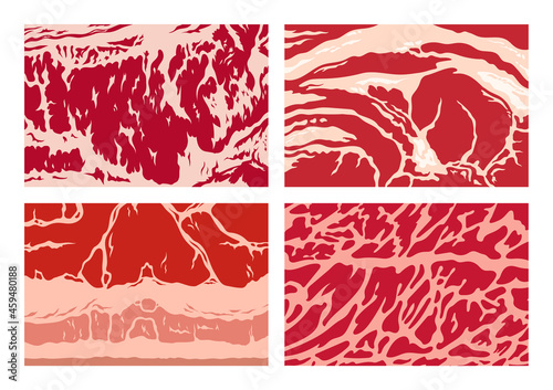 Vector meat background or pattern collection. Beef, pork, and lamb meat textures