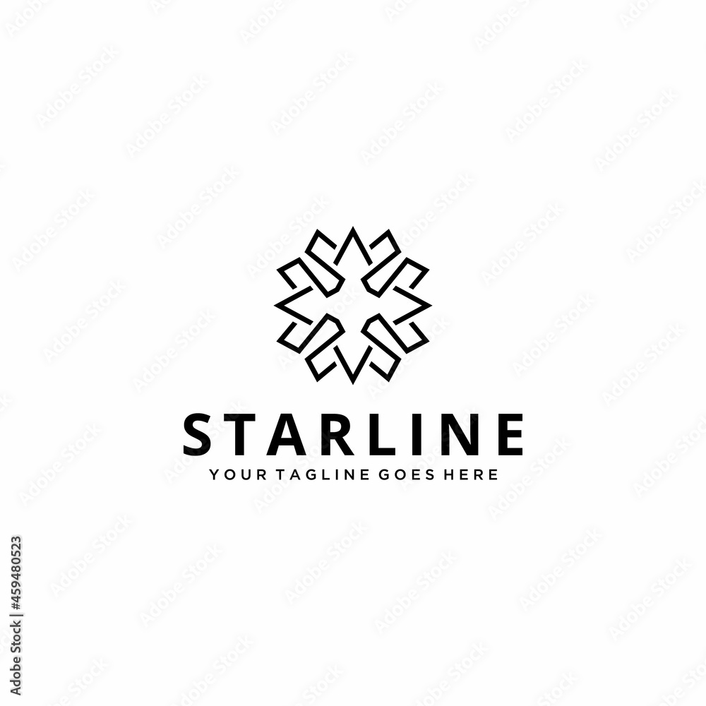 Illustration abstract line art shape like star or flower sign logo design vector