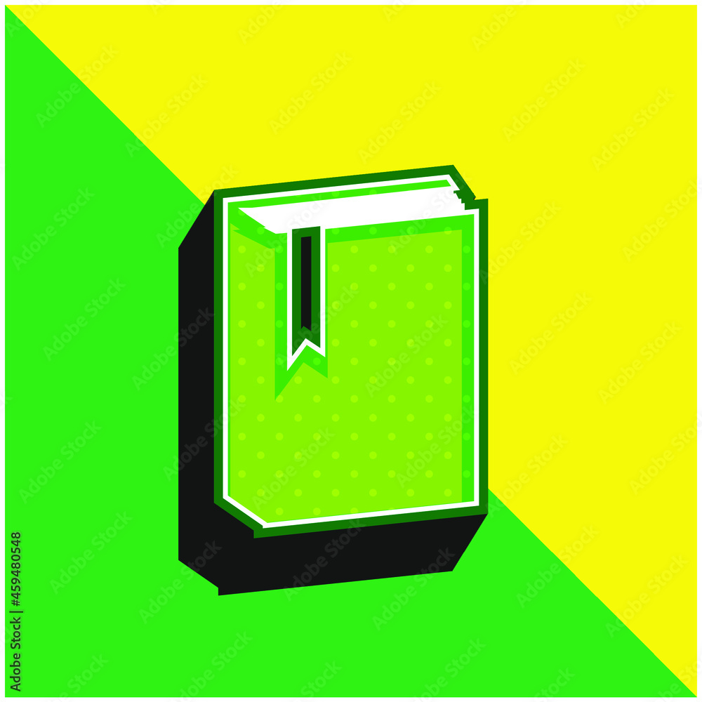 Book With Marker Green and yellow modern 3d vector icon logo Book With Marker Green and yellow modern 3d vector icon logo