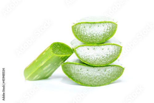 Aloe Vera slice on white background.