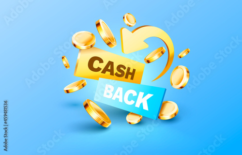 Cash back service, financial payment label. Vector photo