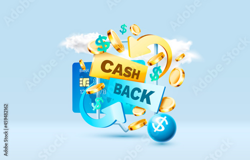 Cash back service, financial payment label. Vector