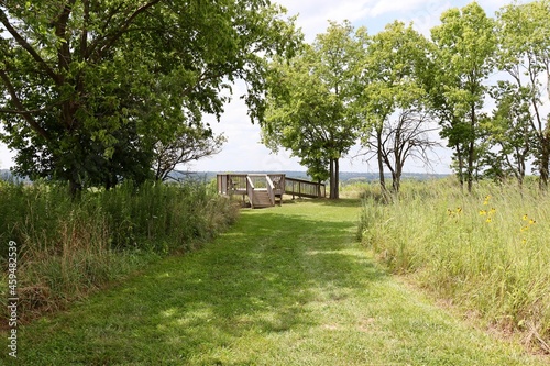 The old wood overlook in the country on a sunny day.