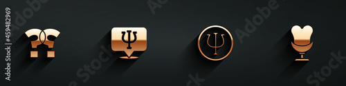 Set Question mark, Psychology, Psi, and Armchair icon with long shadow. Vector