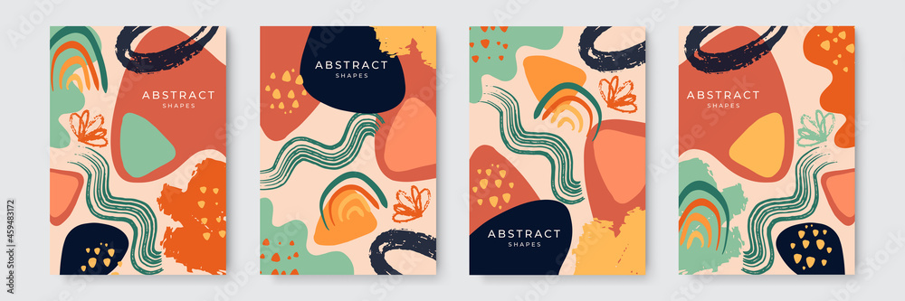 Vector set of abstract creative backgrounds in minimal trendy style with copy space for text - design templates for social media stories and cover design