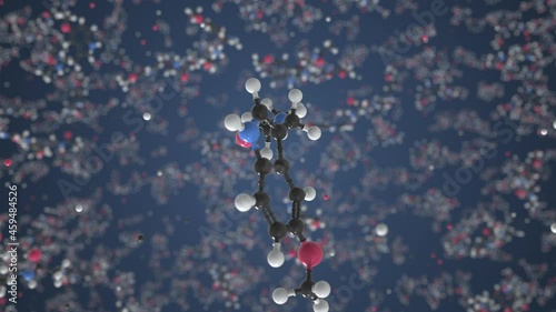 Melatonin molecule, conceptual molecular model. Chemical looping 3d animation photo