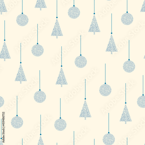 Vector christmas seamless pattern - minimalistic design. Repeatable festive background with xmas elements. Trendy holiday print