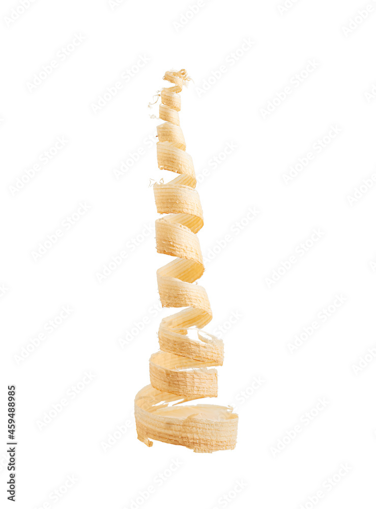 Christmas tree made of wooden shavings isolated on a white background Christmas tree made of wooden shavings isolated on a white background