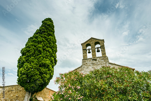 View of the ancient church of Saint Francis, Isola Maggiore, Lake Trasimeno, Tuoro sul Trasimeno, Umbria, Italy