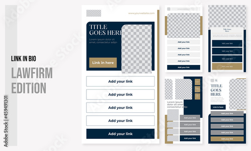 Set of editable social media instagram link in bio law firm, bio link lawyer, attorney with elegant design vector template ai & eps 10