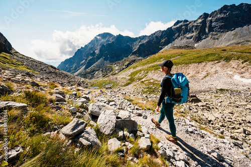 Hiking the Great Cold Valley/ velka studena dolina/ to Zbojnicka cottage and teryho cottage through priecne saddle. High Tatras National park , Slovakia. Slovakia landscape photo