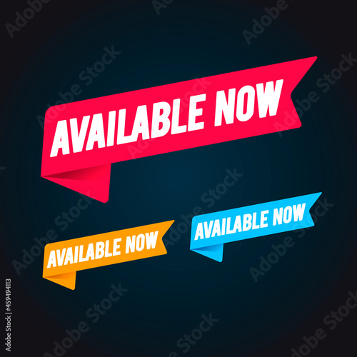 Vector Illustration Available Now Label Set