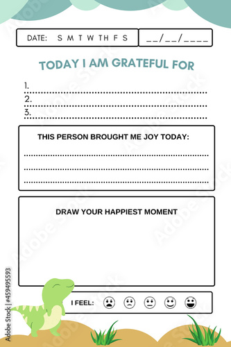 Animated Dinosaur Gratitude Diary, gratitude journal for children, small journals for writing, Dinosaur Gratitude Diary