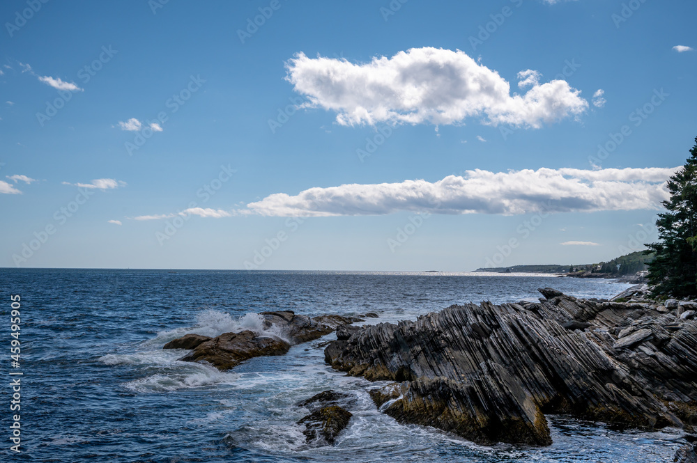 Rocky Rugged Sea Ocean Coastal Beach in Maine 