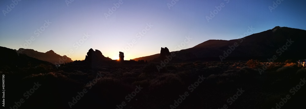 sunset over the volcanic stones in Teide Tenerife