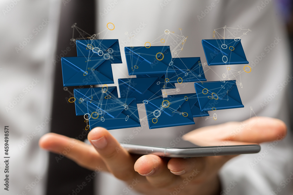 hand using mobile smartphone with email icon, Email concept, copy space hand using mobile smartphone with email icon, Email concept, copy space