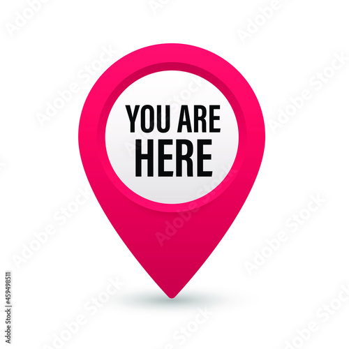 You are here sign icon mark. Destination or location point concept. Pin position marker design.