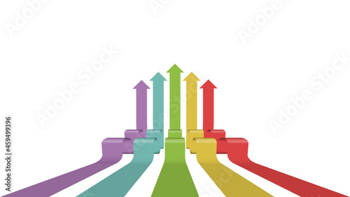 Colorful arrows going up on white background. Business competition concept.	