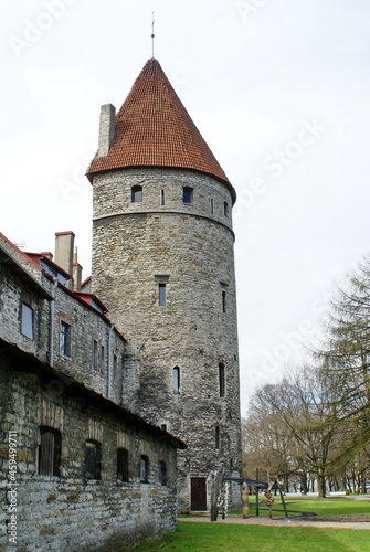 Guard towers on the old city walls in the Old Town, Tallinn, Estonia © Angela