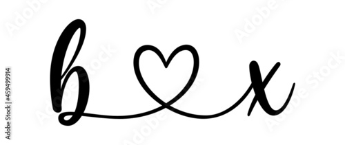 bx, xb, letters with heart Monogram, monogram wedding logo. Love icon, couples Initials, lower case, connecting HEART, home decor,