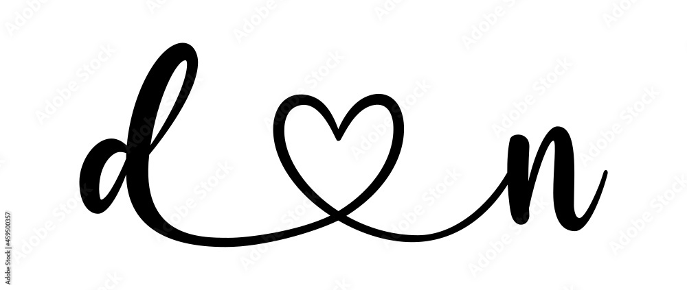 dn, nd, letters with heart Monogram, monogram wedding logo. Love icon, couples Initials, lower case, connecting HEART, home decor, dn, nd, letters with heart Monogram, monogram wedding logo. Love icon, couples Initials, lower case, connecting HEART, home decor,