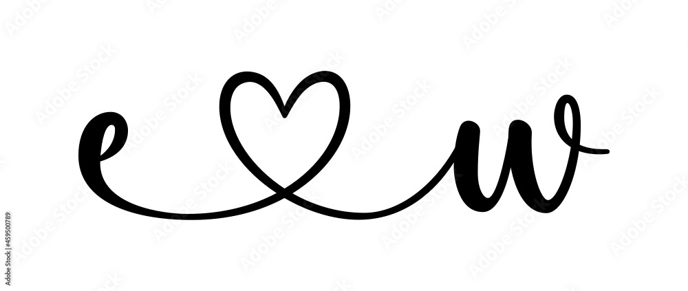 ew, we, letters with heart Monogram, monogram wedding logo. Love icon, couples Initials, lower case, connecting HEART, home decor, ew, we, letters with heart Monogram, monogram wedding logo. Love icon, couples Initials, lower case, connecting HEART, home decor,