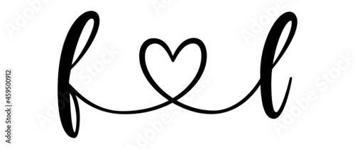 fl, lf, letters with heart Monogram, monogram wedding logo. Love icon, couples Initials, lower case, connecting HEART, home decor,