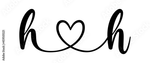 hh, hh, letters with heart Monogram, monogram wedding logo. Love icon, couples Initials, lower case, connecting HEART, home decor,