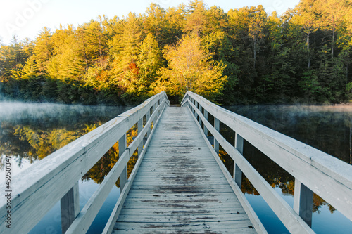 wooden bridge in autumn